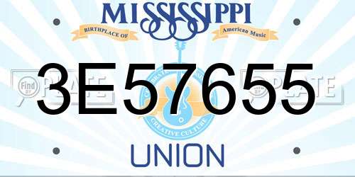 3E57655 Mississippi License Plate