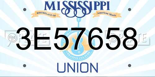3E57658 Mississippi License Plate