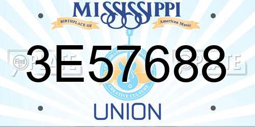 3E57688 Mississippi License Plate