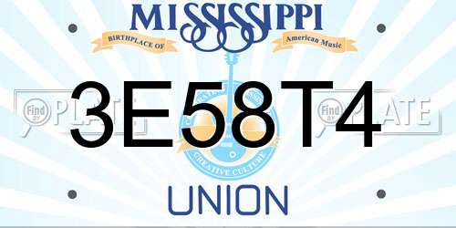 3E58T4 Mississippi License Plate