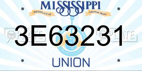 3E63231 Mississippi License Plate