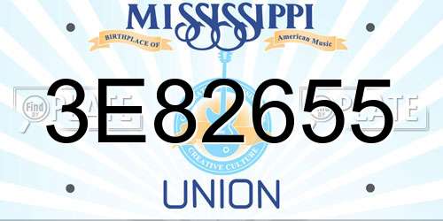 3E82655 Mississippi License Plate
