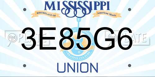 3E85G6 Mississippi License Plate