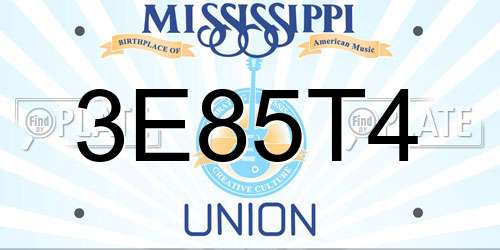 3E85T4 Mississippi License Plate