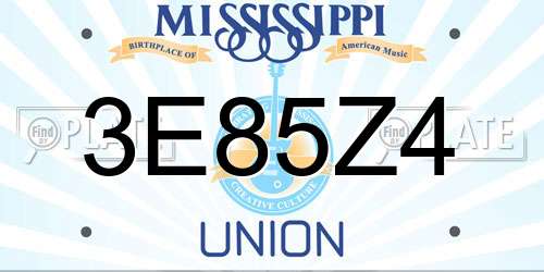 3E85Z4 Mississippi License Plate