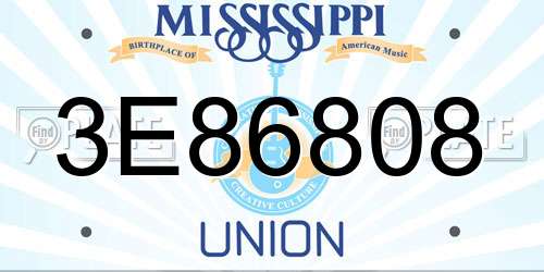 3E86808 Mississippi License Plate
