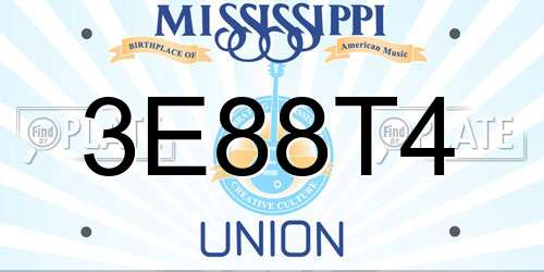 3E88T4 Mississippi License Plate