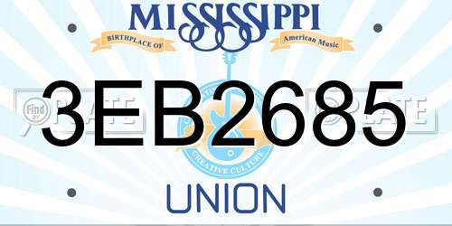 3EB2685 Mississippi License Plate