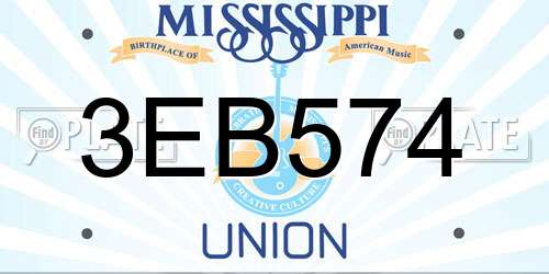 3EB574 Mississippi License Plate