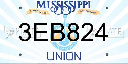 3EB824 Mississippi License Plate
