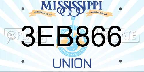 3EB866 Mississippi License Plate