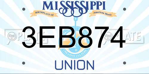 3EB874 Mississippi License Plate