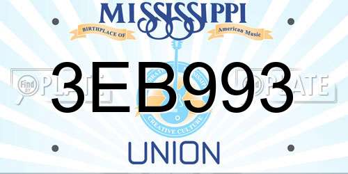 3EB993 Mississippi License Plate
