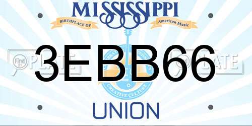 3EBB66 Mississippi License Plate