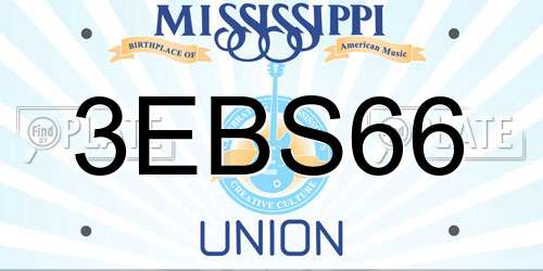 3EBS66 Mississippi License Plate