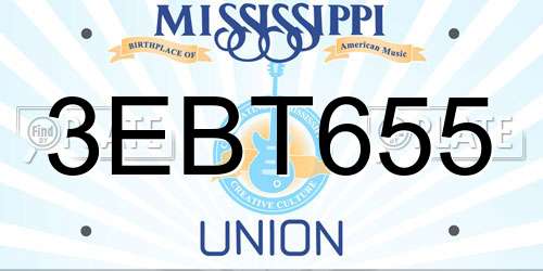 3EBT655 Mississippi License Plate