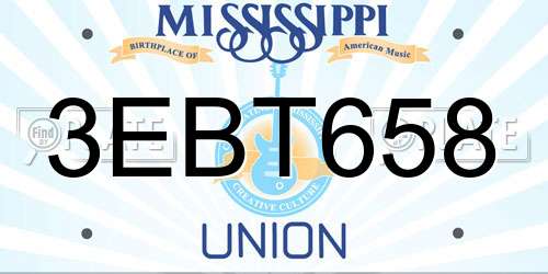 3EBT658 Mississippi License Plate
