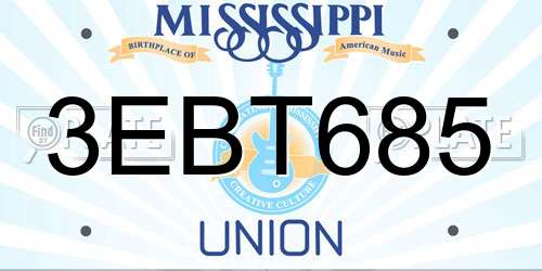 3EBT685 Mississippi License Plate