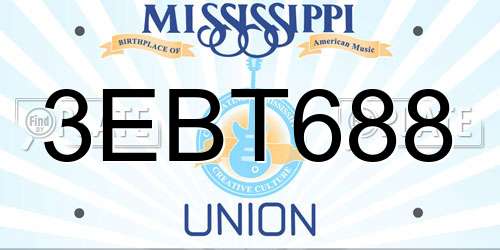 3EBT688 Mississippi License Plate