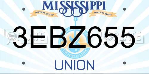 3EBZ655 Mississippi License Plate