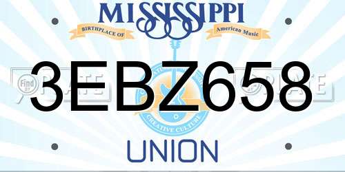 3EBZ658 Mississippi License Plate