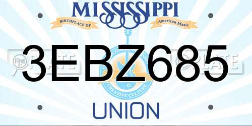 3EBZ685 Mississippi License Plate