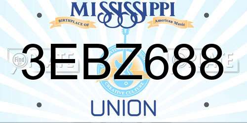 3EBZ688 Mississippi License Plate