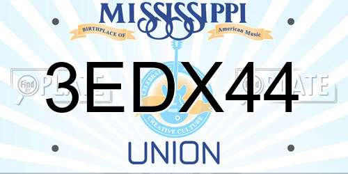 3EDX44 Mississippi License Plate