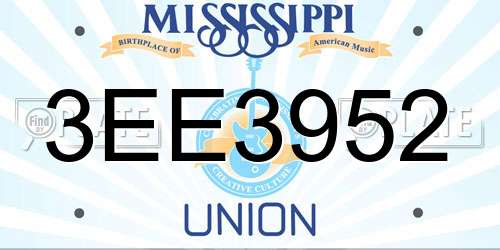 3EE3952 Mississippi License Plate