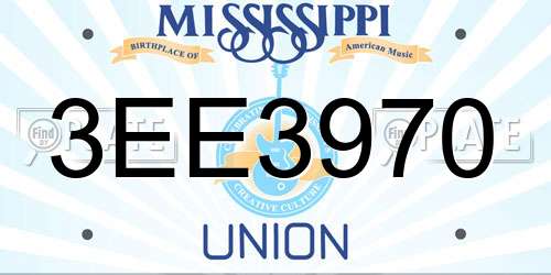 3EE3970 Mississippi License Plate