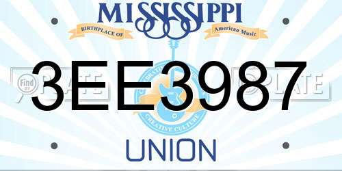 3EE3987 Mississippi License Plate