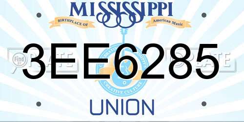 3EE6285 Mississippi License Plate