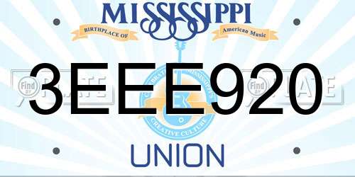 3EEE920 Mississippi License Plate