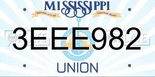 3EEE982 Mississippi License Plate