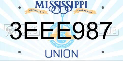 3EEE987 Mississippi License Plate