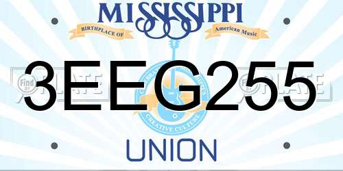 3EEG255 Mississippi License Plate