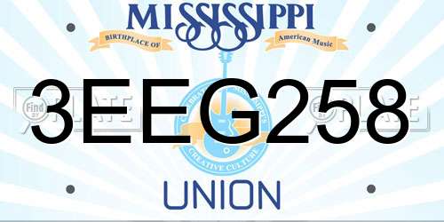3EEG258 Mississippi License Plate