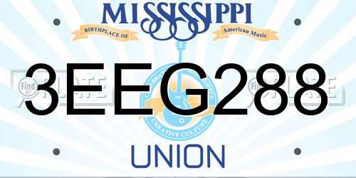 3EEG288 Mississippi License Plate