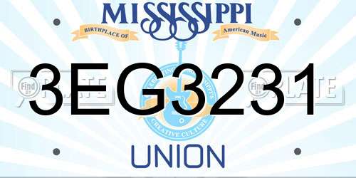 3EG3231 Mississippi License Plate
