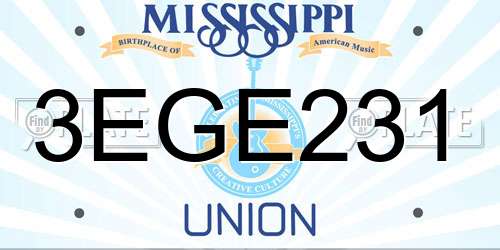 3EGE231 Mississippi License Plate