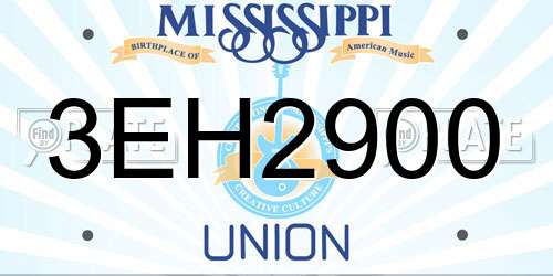 3EH2900 Mississippi License Plate