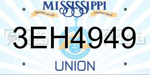 3EH4949 Mississippi License Plate