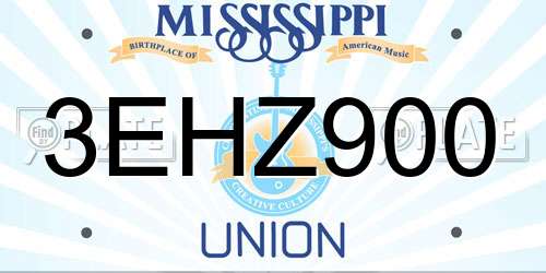 3EHZ900 Mississippi License Plate