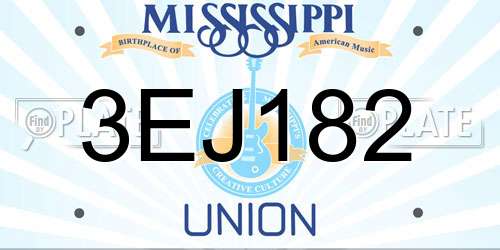 3EJ182 Mississippi License Plate