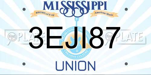 3EJI87 Mississippi License Plate