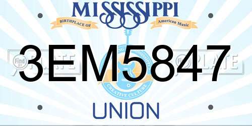 3EM5847 Mississippi License Plate