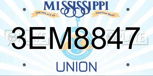 3EM8847 Mississippi License Plate