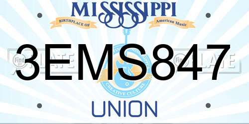 3EMS847 Mississippi License Plate