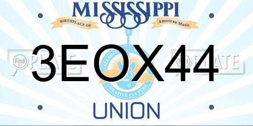 3EOX44 Mississippi License Plate