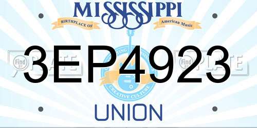 3EP4923 Mississippi License Plate